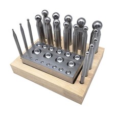 19Pcs Dapping Doming Punch Block Set Versatile Wooden Base Metal Forming Die