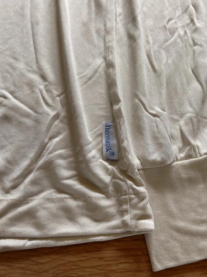 Talla XL Vintage Años 70 Thermasilk 100% Pura Seda Capa Base Manga Larga Foto 3 de 4