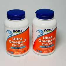 NOW Omega-3 EPA DHA Fish Oil 180 Softgel Capsules 2 Bottle Year Supply Exp 03/30