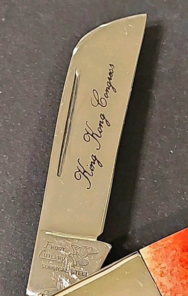 Faca de talheres vintage geada King Kong Congress 17-510 RPB Japão 4 lâminas osso vermelho - Imagem 4 de 4