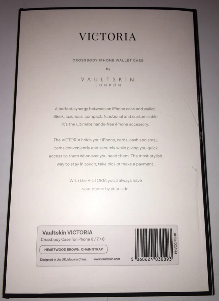 Vaultskin Victoria Crossbody iPhone 6 /7 /8 brown Leather Strap Wallet Case New - Image 3 of 4