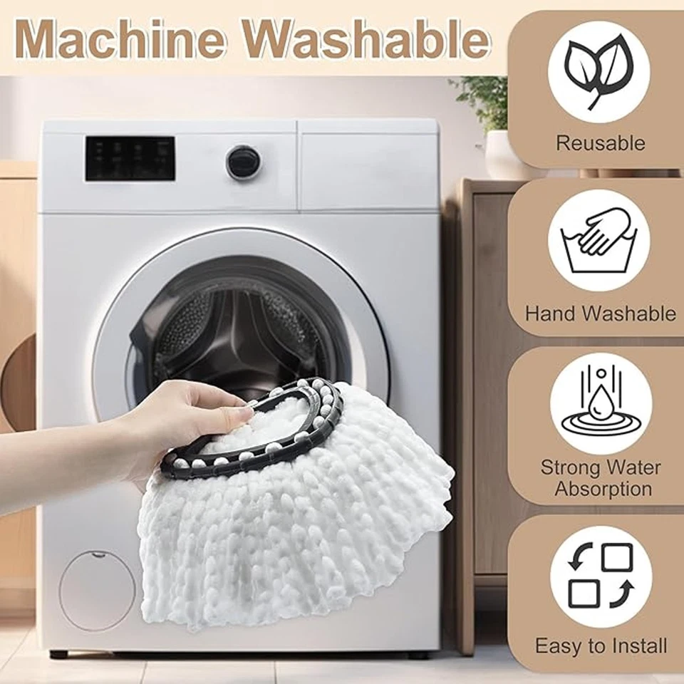 Replacement Mop HEAD For O-Cedar Spin Mop Easy Clean Wring+Brush+mop base - Image 4 of 4