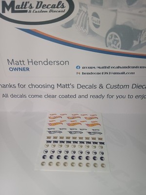 1/64 for hot wheels waterslide decals Hw Logo Treasure Hunt MADE IN THE USA!