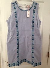 Vineyard Vines Plus Size 22 Shift Dress Sleeveless Striped Embroidered Zip