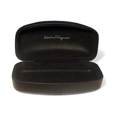 SALVATORE FERRAGAMO Large Sunglass Case Black Clamshell Hard Textured
