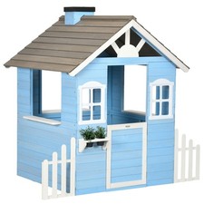 Children Playhouse Fir Wood 59.4x44.3x55.9in Includes Planter Side Hedges