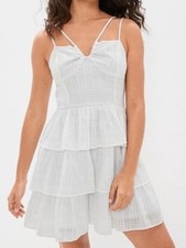 American Eagle White Tiered Ruffle Mini Dress Large NWT Cotton