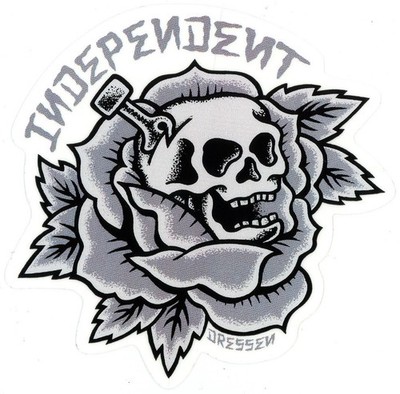 Independent Skateboard Sticker Dressen Skull Rose Grau Transp 10,5x10cm Gestanzt