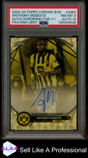 ANTHONY MODESTE SUPERFRACTOR 1/1 TOPPS CHROME DORTMUND 2022 23 AMO AUTO 10 PSA 8