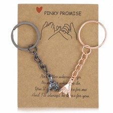 Ouligay Pinky Promise Keychain Matching Couple Gift Small, Black, Rose Gold
