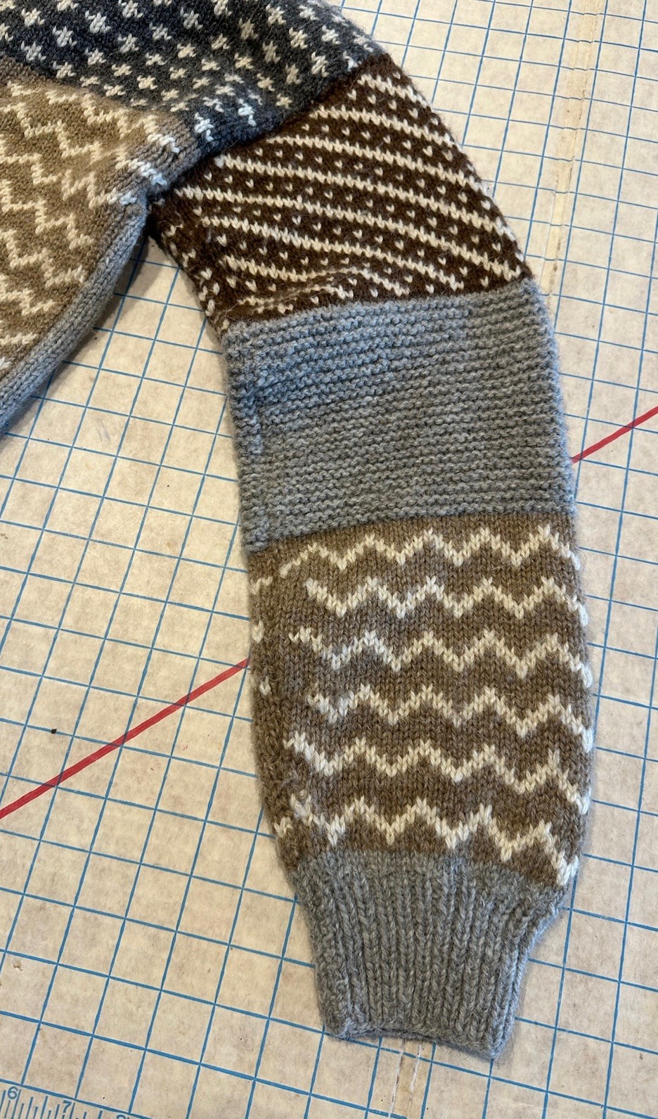 Patchwork Effect Wool Alpaca Sweater Size large M… - image 2