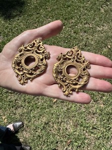 Pair of Vintage Sheryl Wagner Gold Plated Backplates 2" x 3" VGC