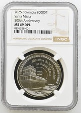 2025 Colombia 20000P Santa Marta  500th Anniversary NGC MS69DPL