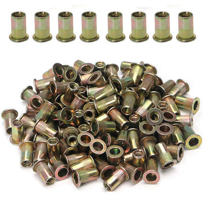 100Pcs Carbon Steel Metric M6 Rivet Nuts Threaded Rivet Insert Nutsert Rivnuts K