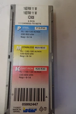 ISCAR 16ERM 11 W IC908 AUSSEN WHITWORTH GEWINDEEINSATZ Gewindeschneidplatten neu