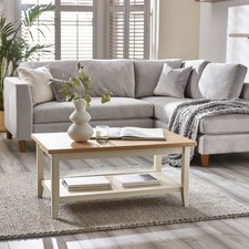 Eden Rectangular Cream and Oak Veneer Coffee Table
