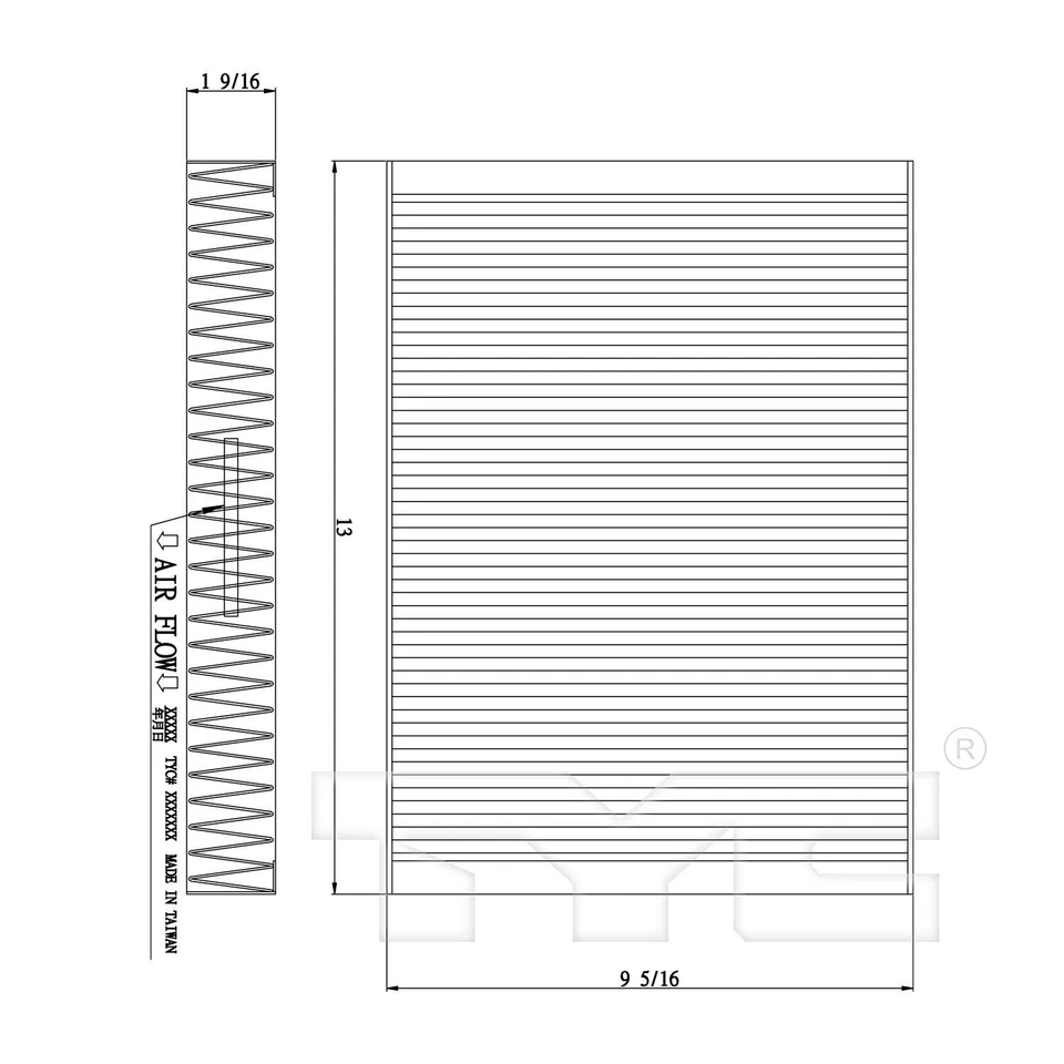 Filtro de aire de cabina TYC 800204C para 16-20 Volvo S60 S90 XC60 XC90 Foto 3 de 4
