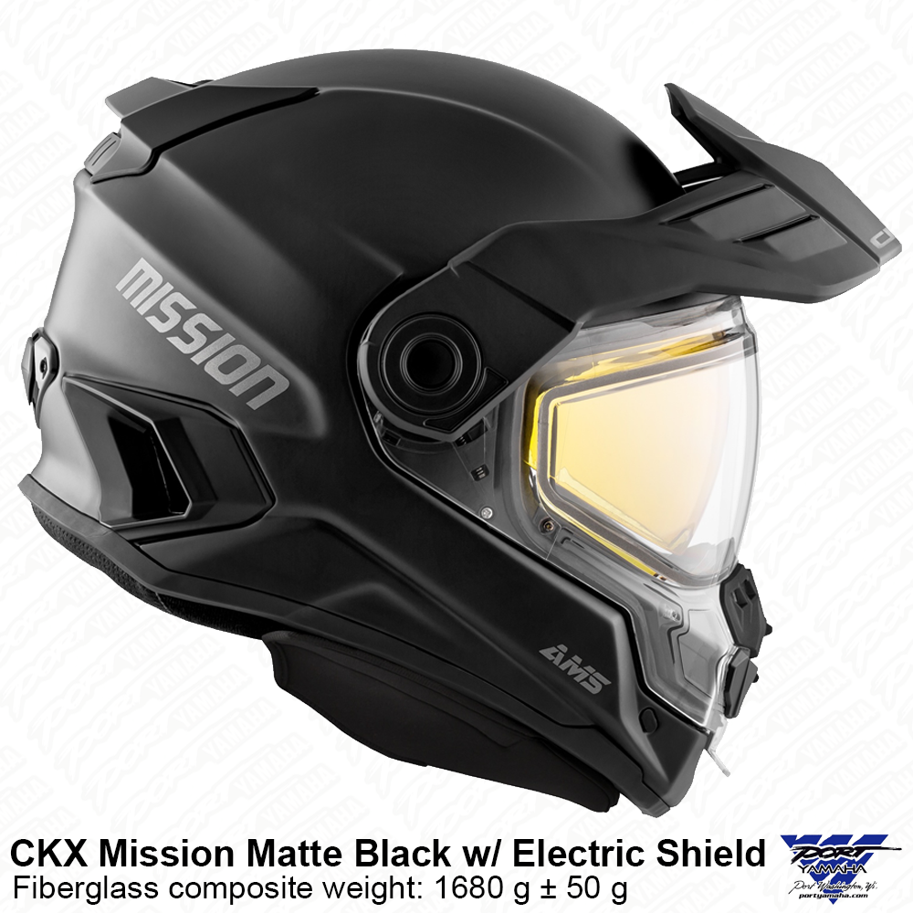 CKX Mission AMS Matte Black Snowmobile Helmet w/ Electric Shield