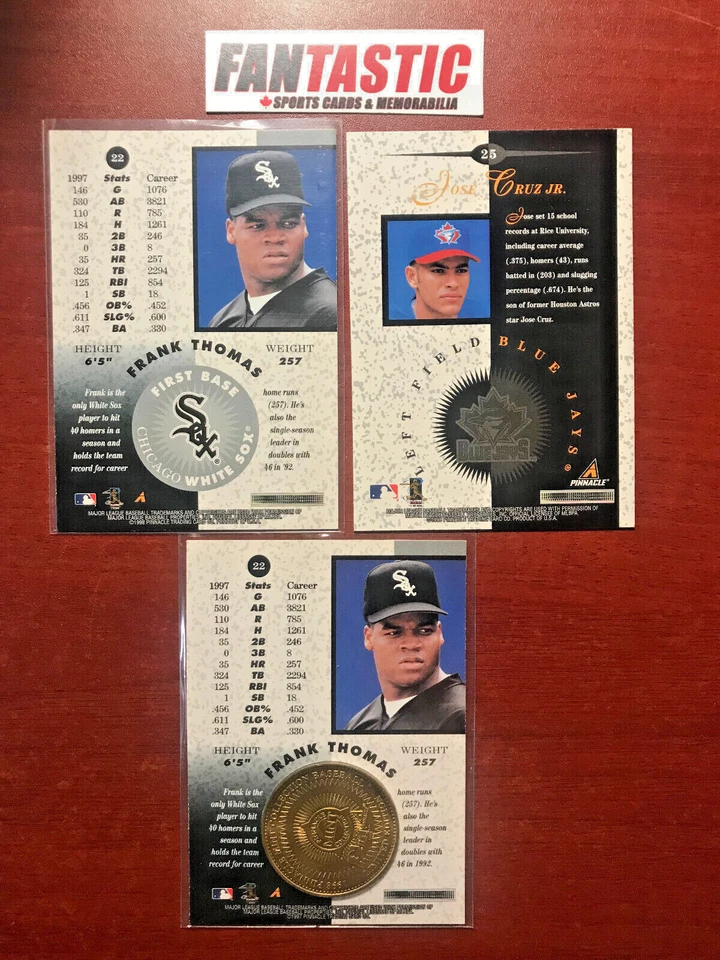 1998 Pinnacle MINT Collection Baseball Card YOU PICK Frank Thomas, Jose Cruz Jr - Image 2 of 2