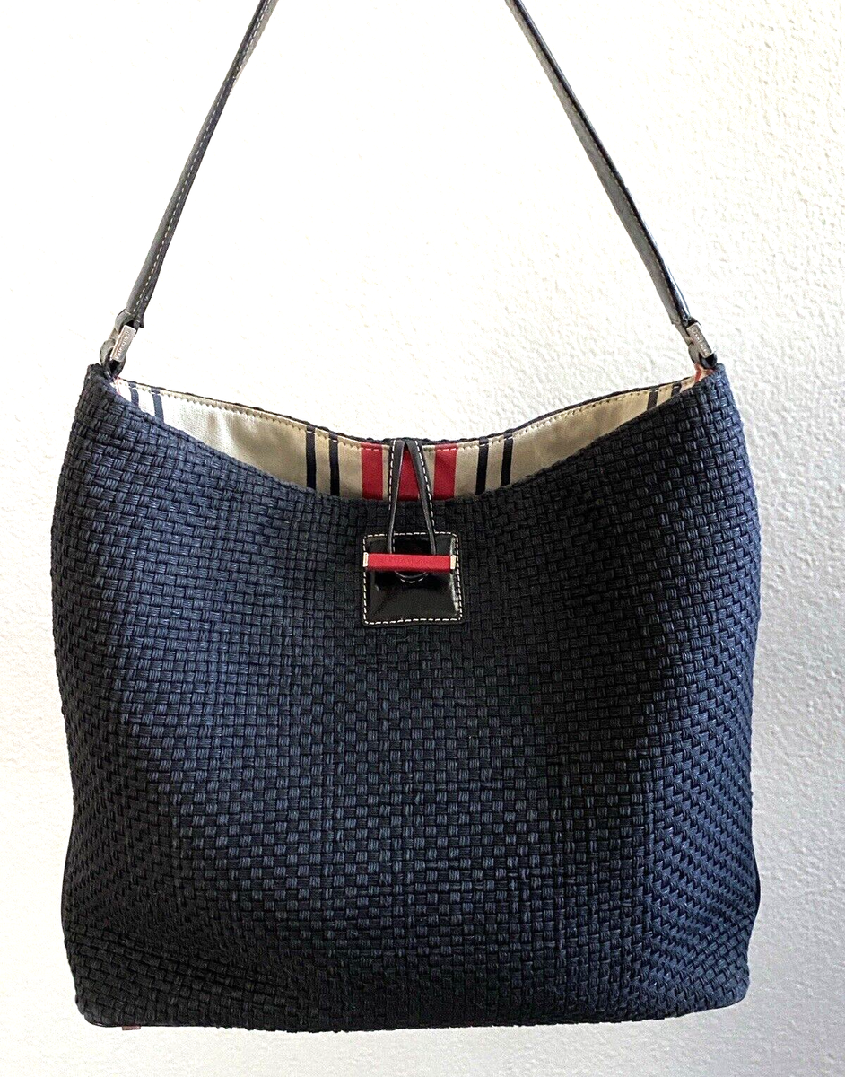 Vtg Kate Spade New York Woven Black Bag Purse Satchel Plaid  display picture 1
