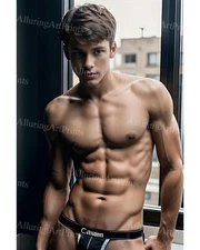 Male Model Photo Print Muscular Handsome Jock College Shirtless Hunk Abs -XX786