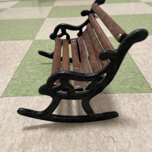 Heavy Duty Wrought Iron Wood Doll Bear Display Bench Rocker 8.5” x 6.5” Boyds - Picture 4 of 5