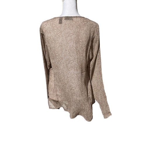 Apostrophe Sheer Brown Leaf Print Blouse - Picture 5 of 7