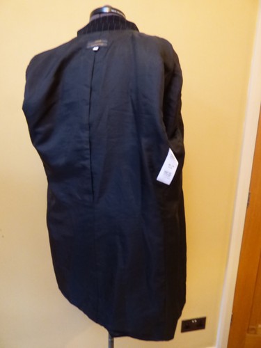 MARKS & SPENCER Black Pinstriped Lined Smart Longline Jacket Size 16 Petite VGC - Picture 21 of 24