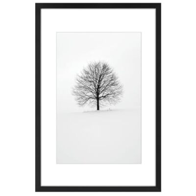 Black Poster Frame with White Mat for Picture Solid Wood Frame with Plexiglass