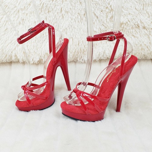 Sensuales 638 Red Patent 6" Tacones Altos Plataforma con Correas Sandalia Zapatos en Casa - Imagen 9 de 11