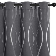 NICETOWN Grey Blackout Curtains 2 Panels 84 Length Thermal Insulated Noise ...