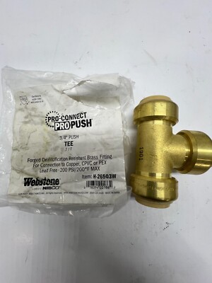 Webstone Pro-Connect 3/4 PRO-PUSH LF TEE H-26503W 200PSI 200°F Max