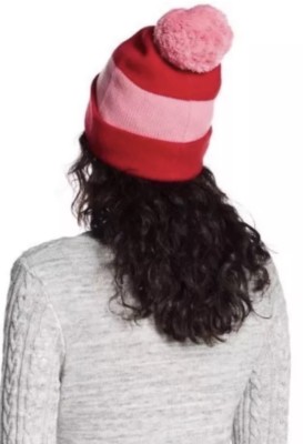 Kate Spade Color Block Beanie Hat With Pom Lily Pink Red for  display picture 1