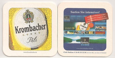 Krombacher Pils - Bierdeckel ''Surfen Sie intensiver!'' - Krombacher Club