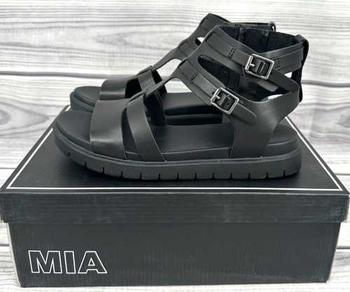 MIA KAYDE DOUBLE ANKLE STRAP SANDALS Women's Size 7 BLACK NEW IN BOX!!