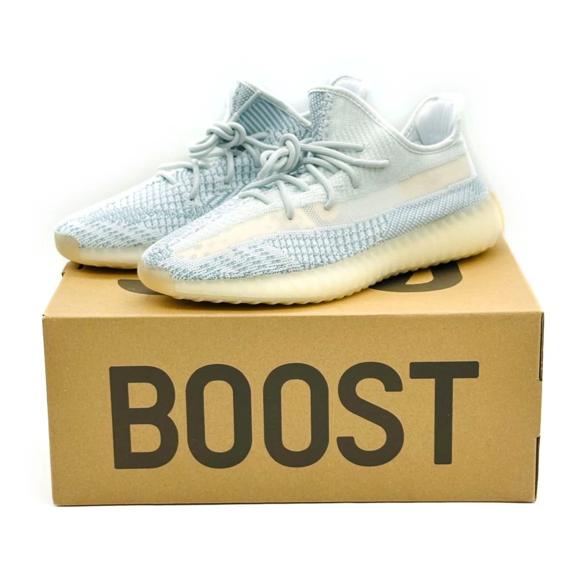 FW3043 Adidas Yeezy Boost 350 V2 Cloud White Ice Blue Non-Reflective