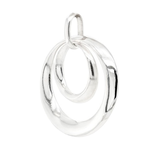 Double Hoop Concentric Sterling Silver 925 Pendant - Picture 4 of 6