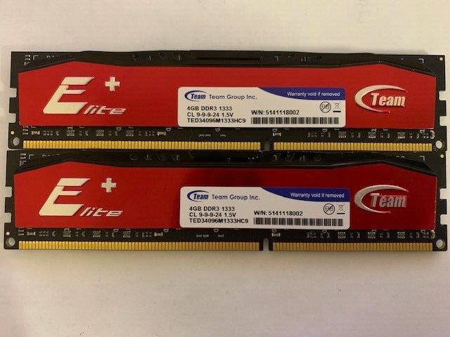 TEAM GROUP 8GB (2X4GB) DDR3-1333MHz PC3-10600