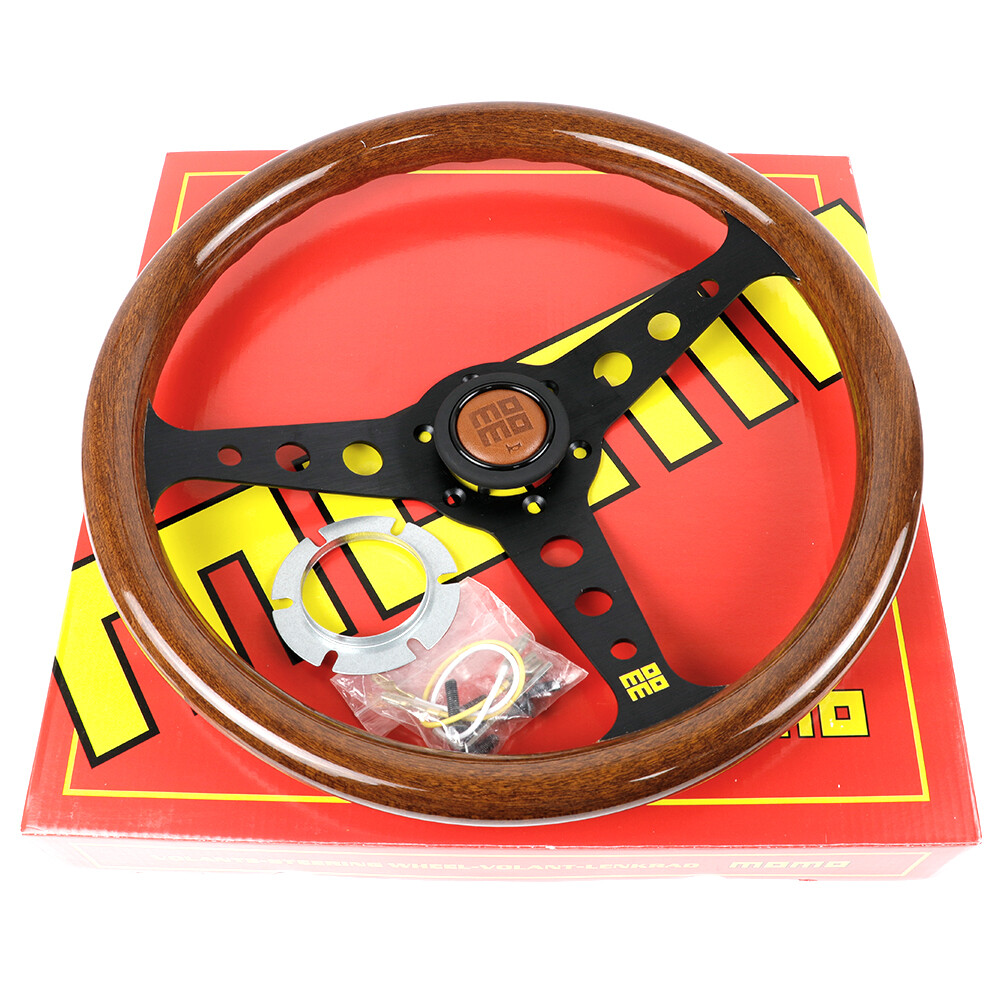 MOMO MOD.07 Heritage Woodgrain Mahogany Wood Steering Wheel Black
