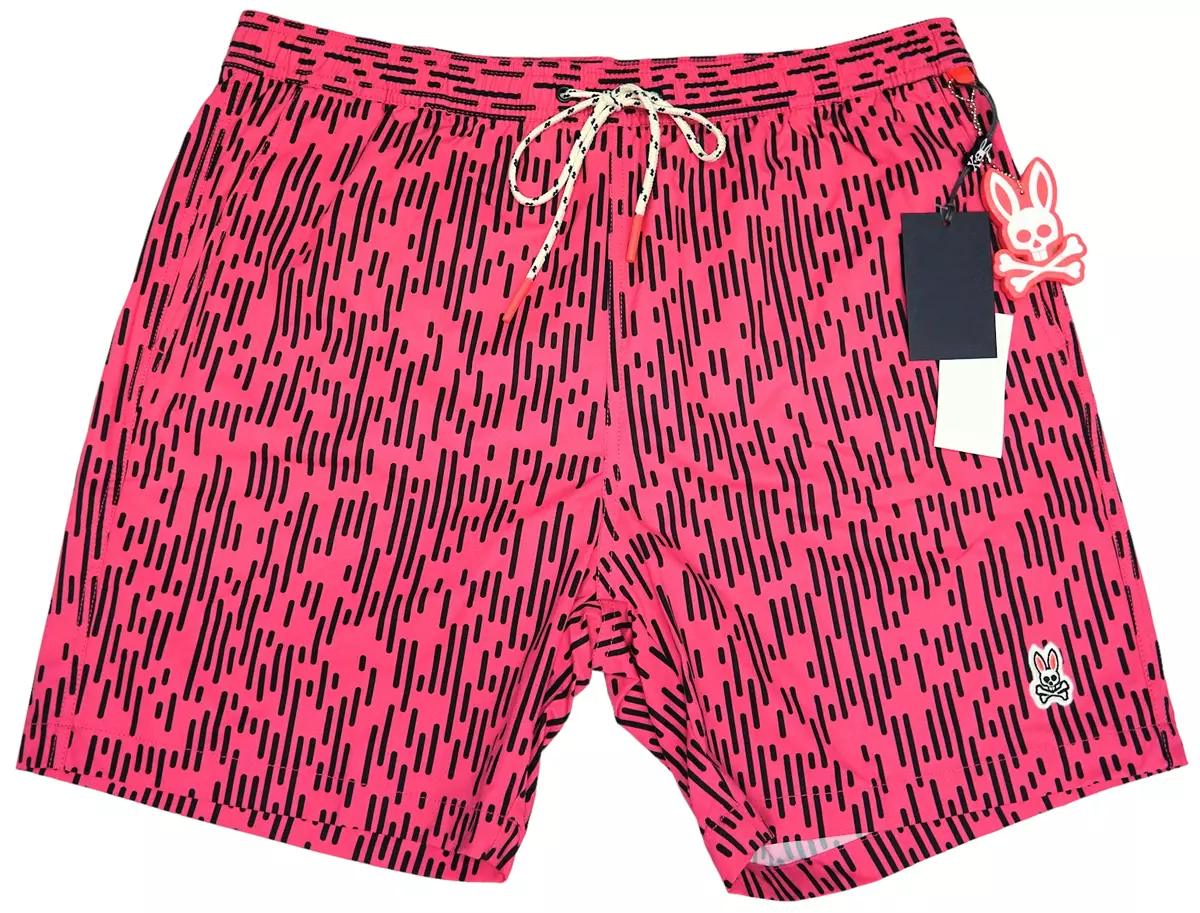 Black & Gray Monogram Print Swim Shorts - Swimwear for Men