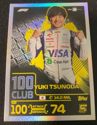 Topps Turbo Attax 2024 Formula 1 Yuki Tsunoda 100 Club #342