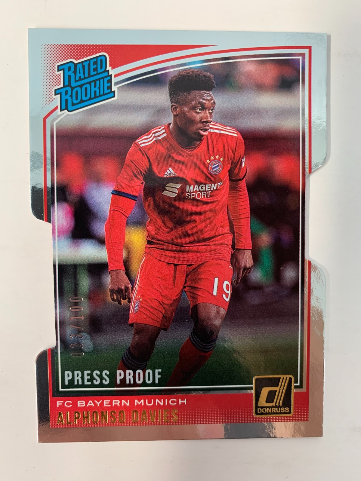 2018-19 Donruss Rated Rookies Press Proof Die Cut /100 Alphonso Davies Rookie RC