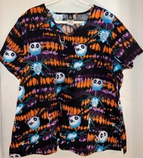Disney Tim Burton  s The Nightmare Before Christmas Womens 2XL Cotton Scrub Top