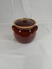 Vintage Hull Oven Proof Bean Pot Brown Drip Crock with Lid 64 Oz 8 Cups.