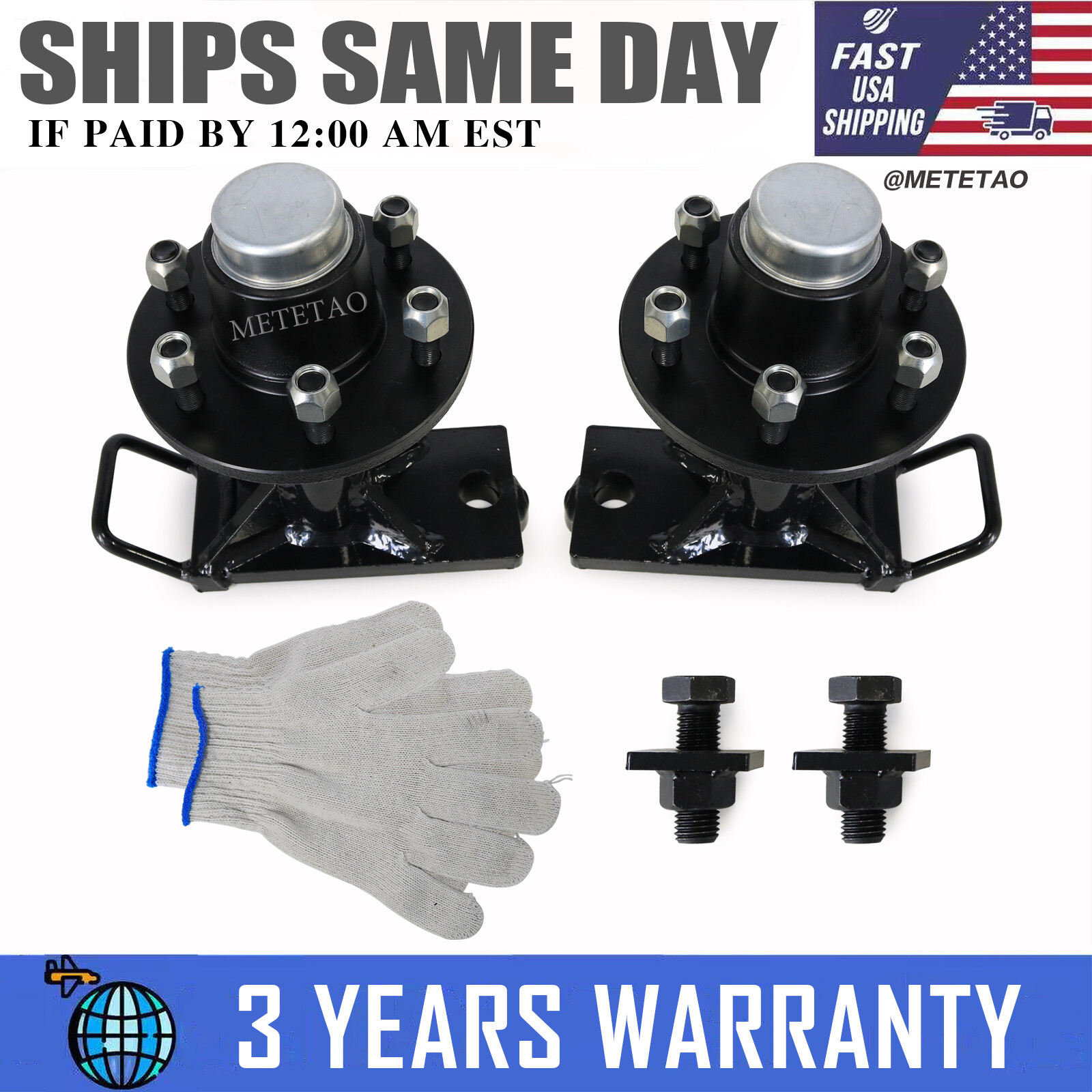 Pair Upgraded 6x5.5 Lug Superior Shipping Container Wheels,Bolt-on Spindle Kit