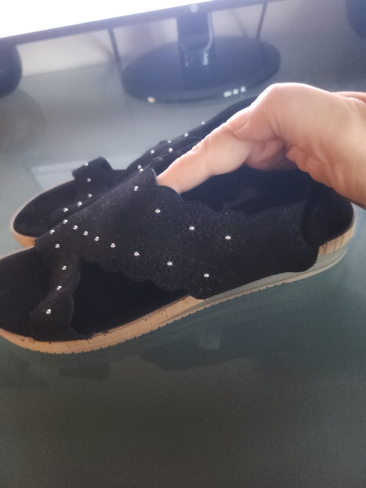Sesto Meucci Saree Leather Sandals Women's Black … - image 4