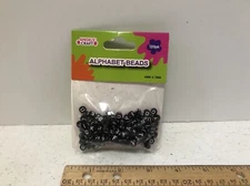 Angels Craft Alphabet Rounded Beads Black With White Lettering, 4mm x 7mm (120)