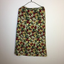 Christopher Banks Midi Skirt Sz 4 Womans Red Yellow Floral Elastic Waist Vtg Y2K