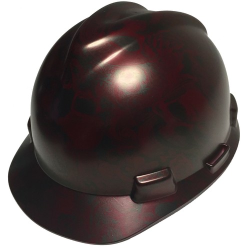 Hydro Dipped Hard Hat MSA V-Gard Cap Style Brandywine Red Filigran SKulls Satin - Bild 3 von 7