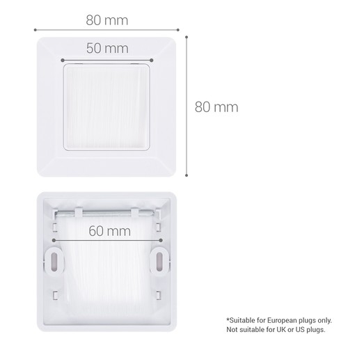 2 x câble de couverture de plaque murale encastrée murale à brosse simple bande - blanc - Photo 3/8